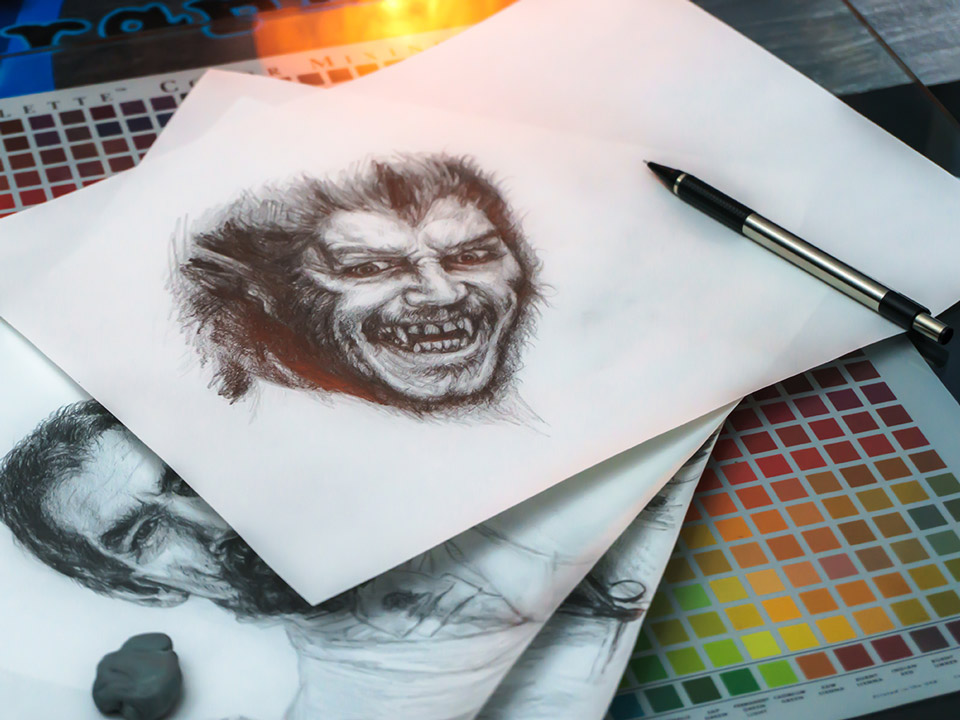 Portrait Drawing of a Penny Dreadful Werewolf Character