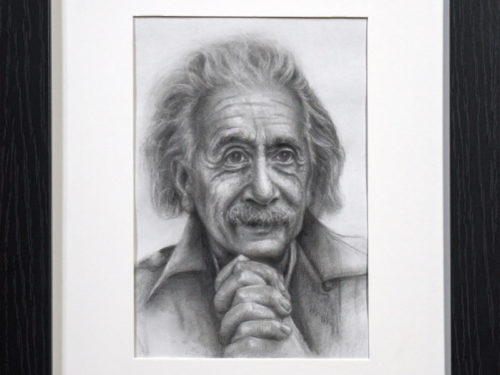 Portrait Drawing of Albert Einstein by Artist Donald Voelker, Dj Voelker