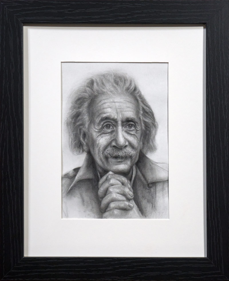 Portrait Drawing of Albert Einstein by Artist Donald Voelker, Dj Voelker