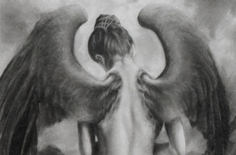 Angel Drawing Welcome Once Again, finished drawing, featured section, by Artist Donald Voelker Jr
